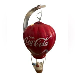 Coca Cola Hot Air Balloon Ceramic Ornament 3” With Stand